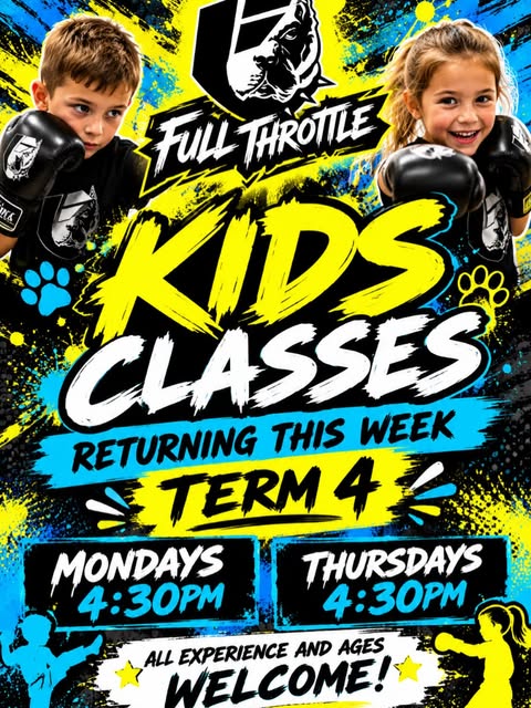 Kids boxing classes returning for Term 4 at Full Throttle